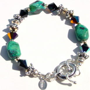 Turquoise  and Swarovski  Bracelet.  B_TRQ323051     $69.00