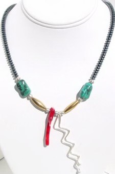 Hematite and Turquoise Necklace N -HMCT102005     $59.00