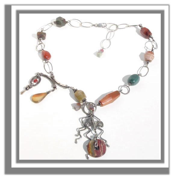 wirewrapped gemstone necklace N_WGN32906         $95.00