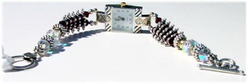 Garnet and Crystal Bracelet Watch B_WATCH121105     $98.00