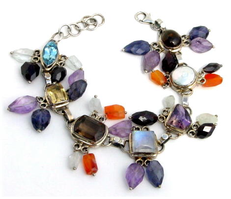 Mix Gemstones Link Bracelet B_LINK41306          $139.00