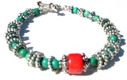 Turquoise and Coral Bracelet B_TCB121205     $49.00