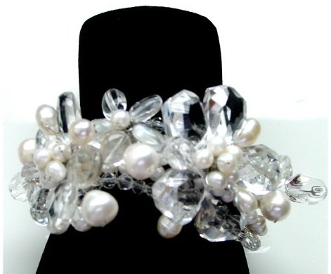 Rock Crystal and Pearls Bracelet B_CRY2C13107       $180.00