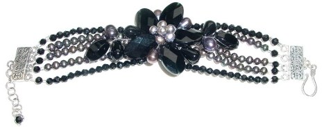 Onyx and Pearls Bracelet