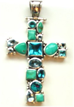 Turquoise and Blue Topaz Pendant
