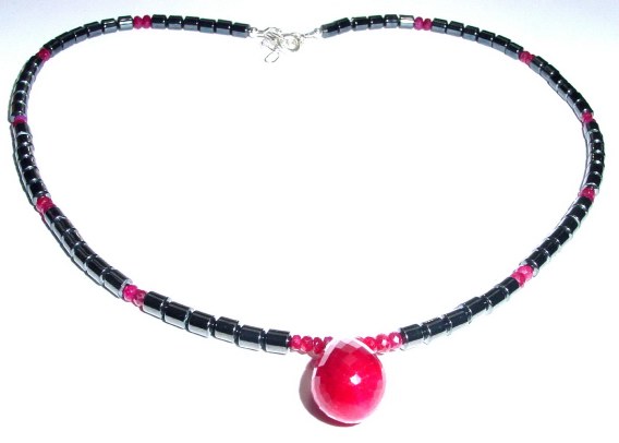 Mens Ruby Beaded Necklace