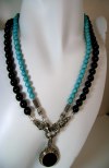 Marcasite Pendant and Onyx Turquoise Necklace