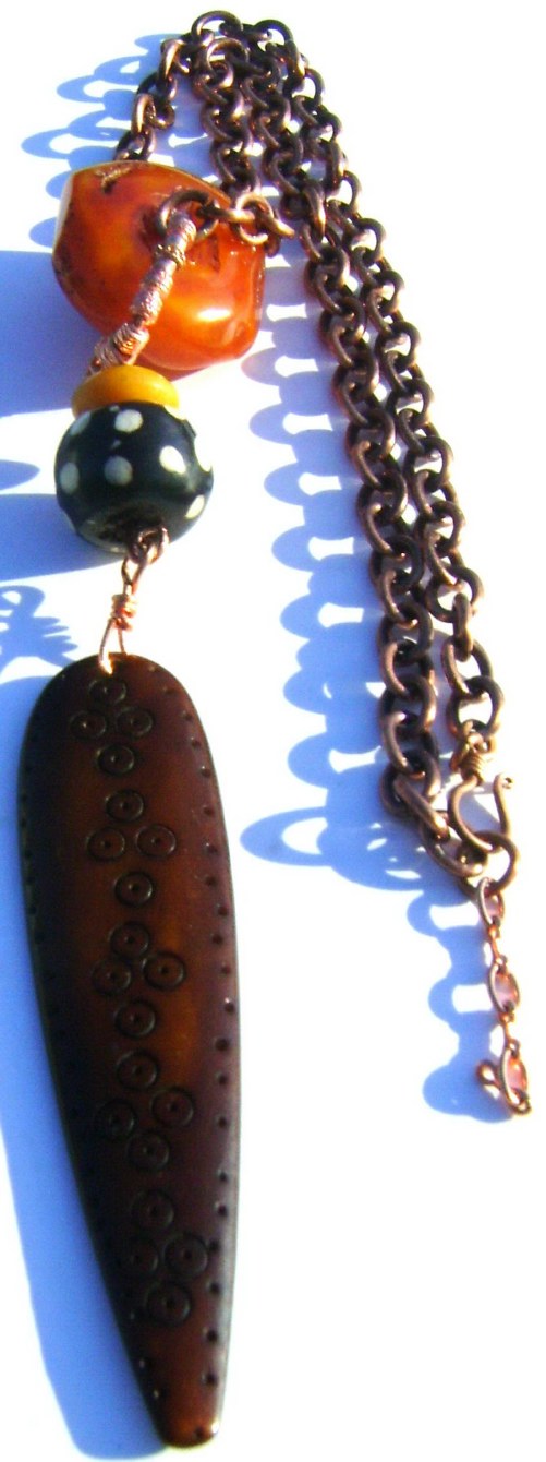 Tibet Amber Resin and Copper Necklace