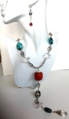 Long Silver mix beads necklace
