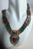 Ethnic Tibetan Coral & Turquoise Necklace