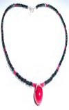 Mens Ruby Beaded Necklace