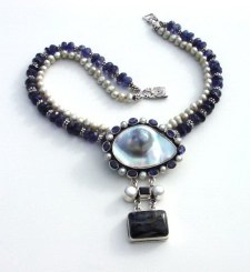 Iolite and Pearls Necklace