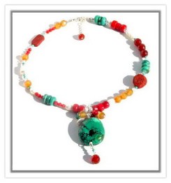 Turquoise and Coral Mix N_TCMX32806  $125.00