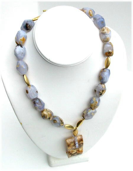 Chalcedony Nuggets Beaded  Necklace.JPG N_CHWI092206      $189.00 