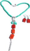 Turquoise and Coral Set N_TRQC323054      $89.00