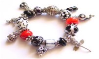 Lampwork Beaded Bracelet - A Touch of Red