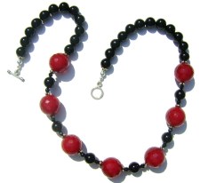 Red Jade and Black Onyx Necklace