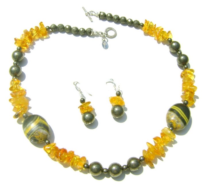 Amber and Turquoise Necklace Set