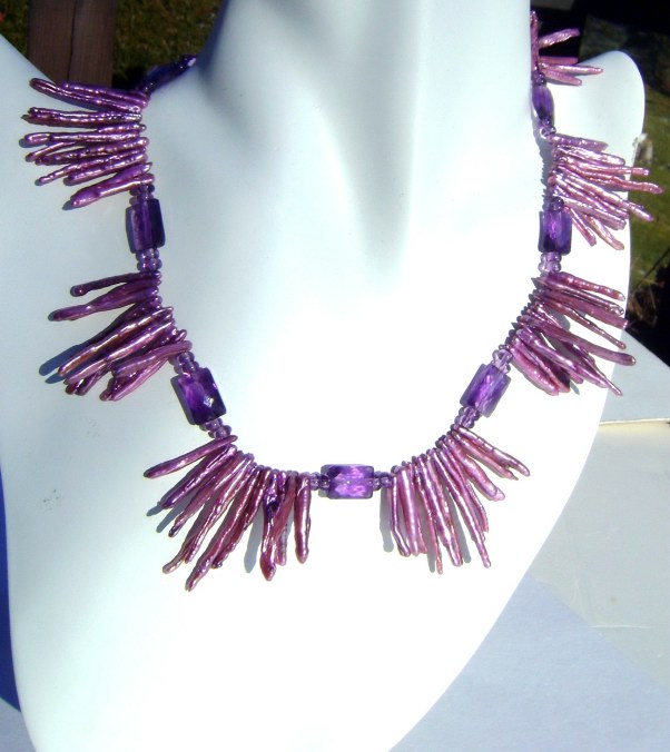 Stick Pearls and Amethyst