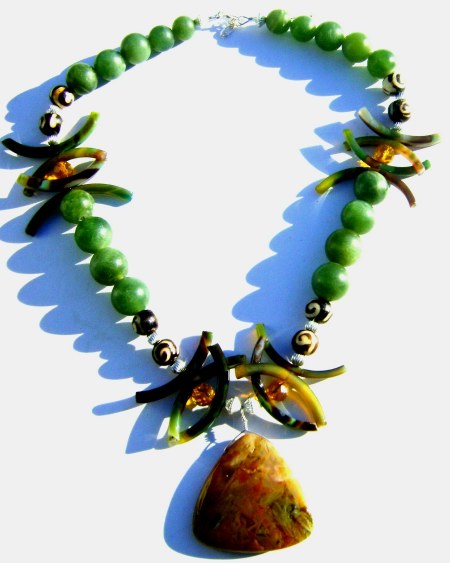 Handcrafted African Jade and Agate Necklace