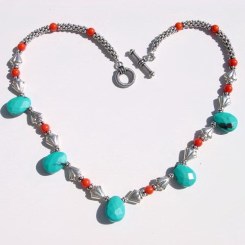 Coral and Turquoise drop Necklace